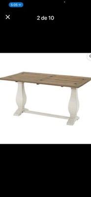 Rectangular Wood Dining Table Brown Top White Pedestal Base Traditional Style