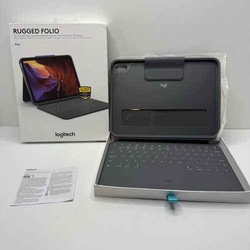 Logitech Rugged Folio iPad 10th Gen Protective Keyboard Smart Connector Graphite - 第 1/10 張圖片
