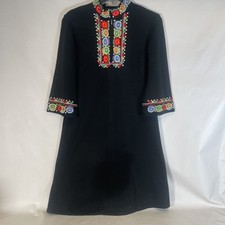 Vtg Plaza women's Tunic Bohemian Hippie Boho Style Black Wool Embroidered-M(?)