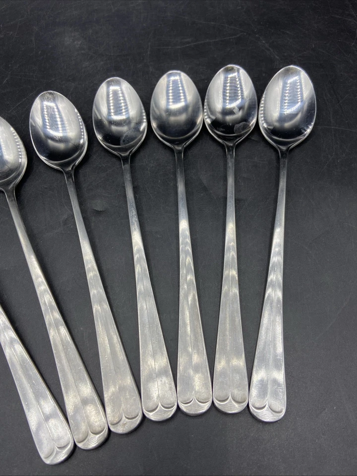 NORTHLAND POST ROAD COREA (7) SIETE CUCHARAS DE TÉ HELADO 7-1/2” L CUBIERTOS DE ACERO INOXIDABLE Foto 3 de 4