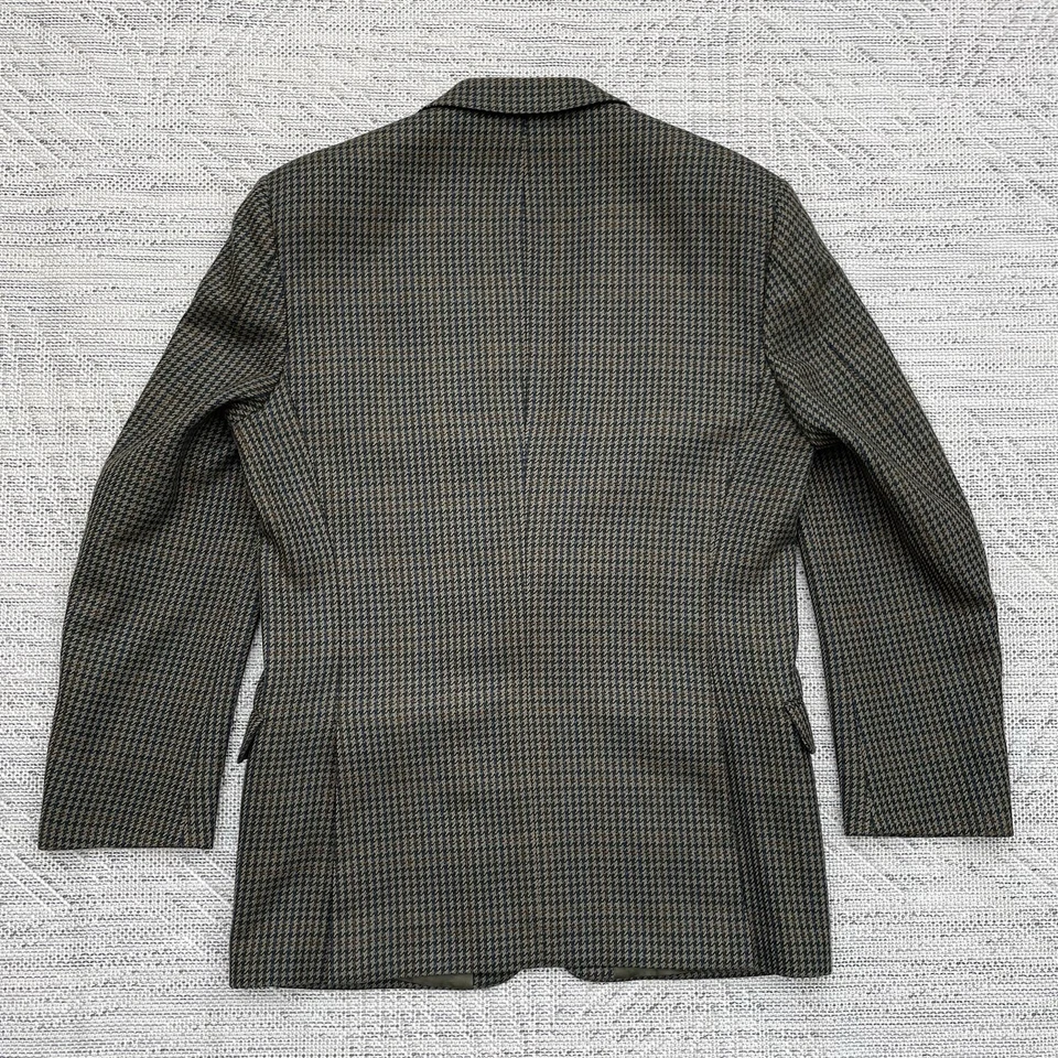 Jaeger Vintage Tweed Sports Jacket Men's 40L Green Mix 100% Wool Houndstooth - Image 2 of 4