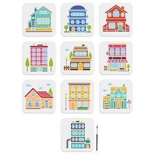MAYJOYDIY 10pcs House Building Stencil 6 6inch Modern 6x6inch,