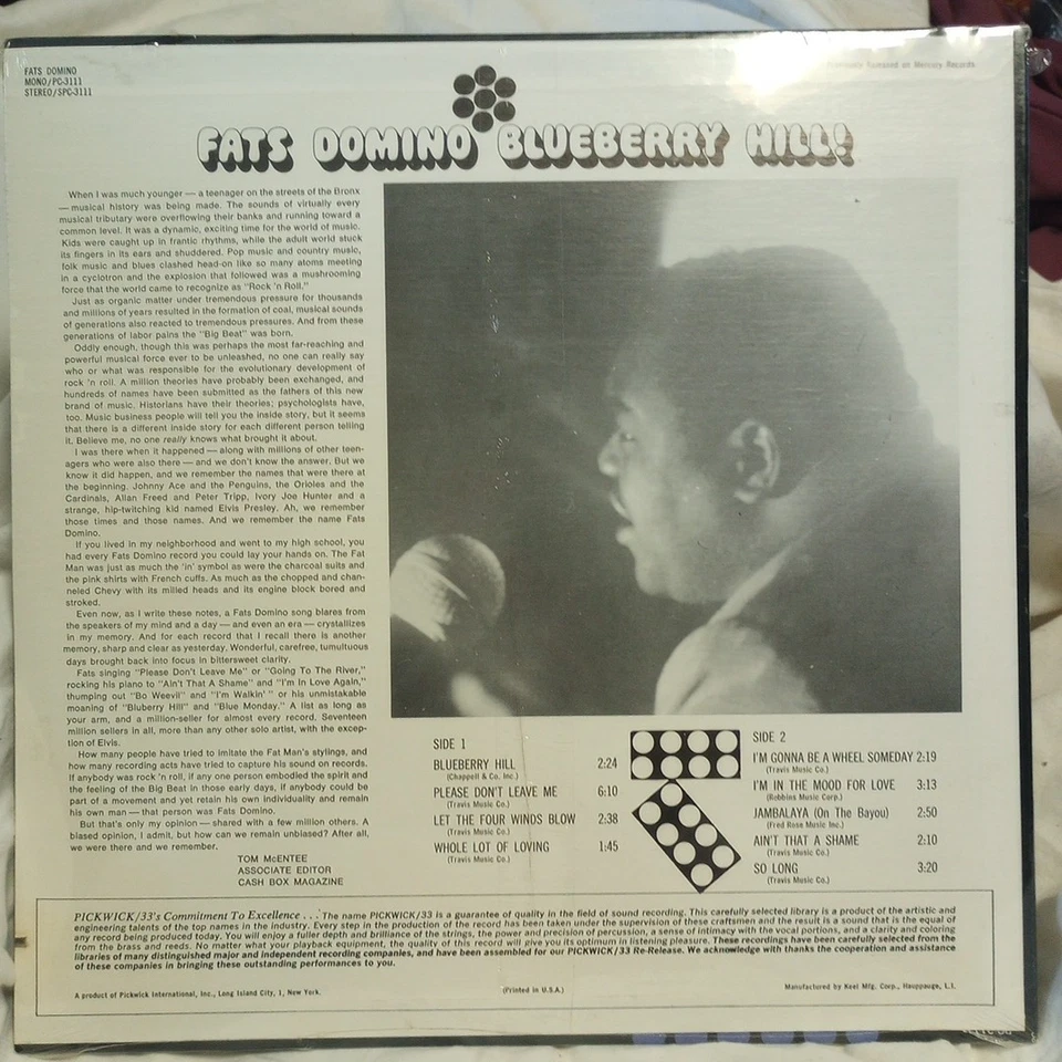 Fats Domino Blueberry Hill Pickwick Records SPC-3111 Album LP New Sealed - Image 2 of 2