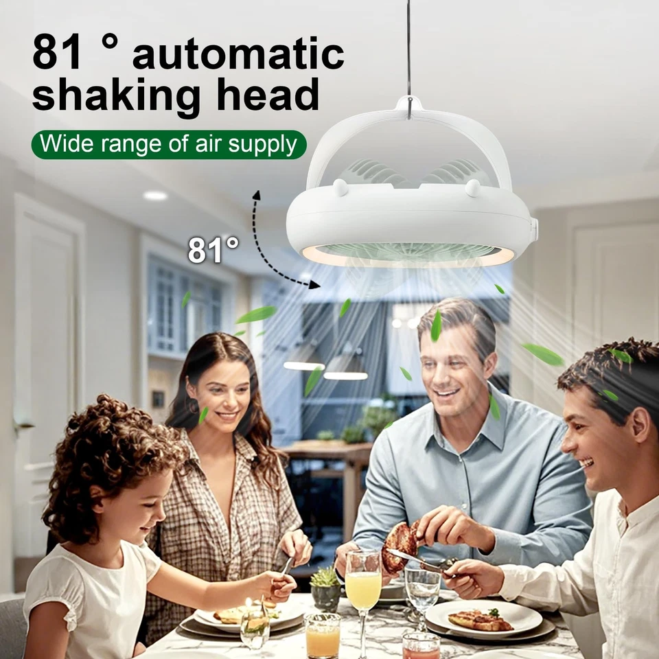 Ceiling Fan |Wall Mounted Quiet Fan with Remote | 4000mAh Battery | 4 Speeds&... - Image 4 of 4