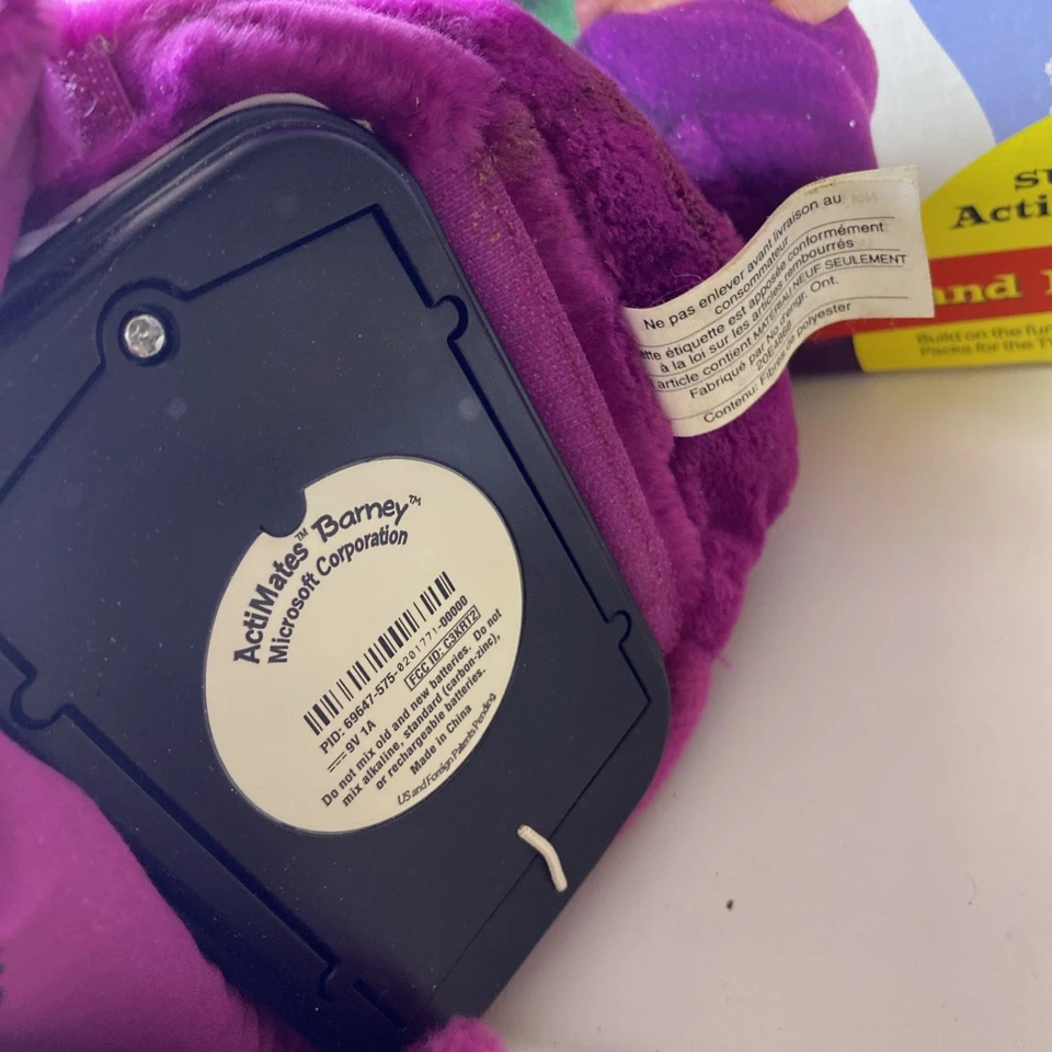 Peluche parlante interactivo ActiMates 1997 Microsoft PBS Barney en muy buena condición caja original Foto 4 de 4