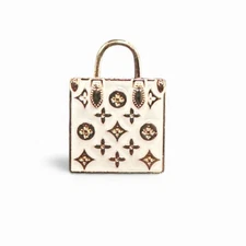 LV ZIPPER PULL CHARM White & Gold 30MM Mini Bag