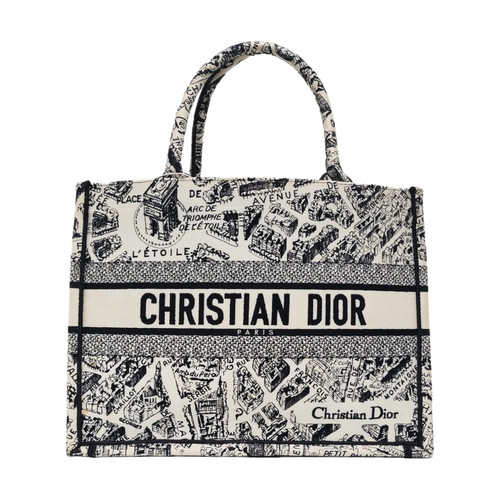 【Authentic】 DIOR Book Tote White Cloth Handbags (DDP)