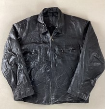 Vintage Leather Highwayman Jacket Bomber Jacket Black Size L