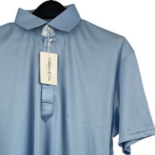 NEW Collars  Co Dress Collar Polo Mens L Performance Solid Light Blue 82