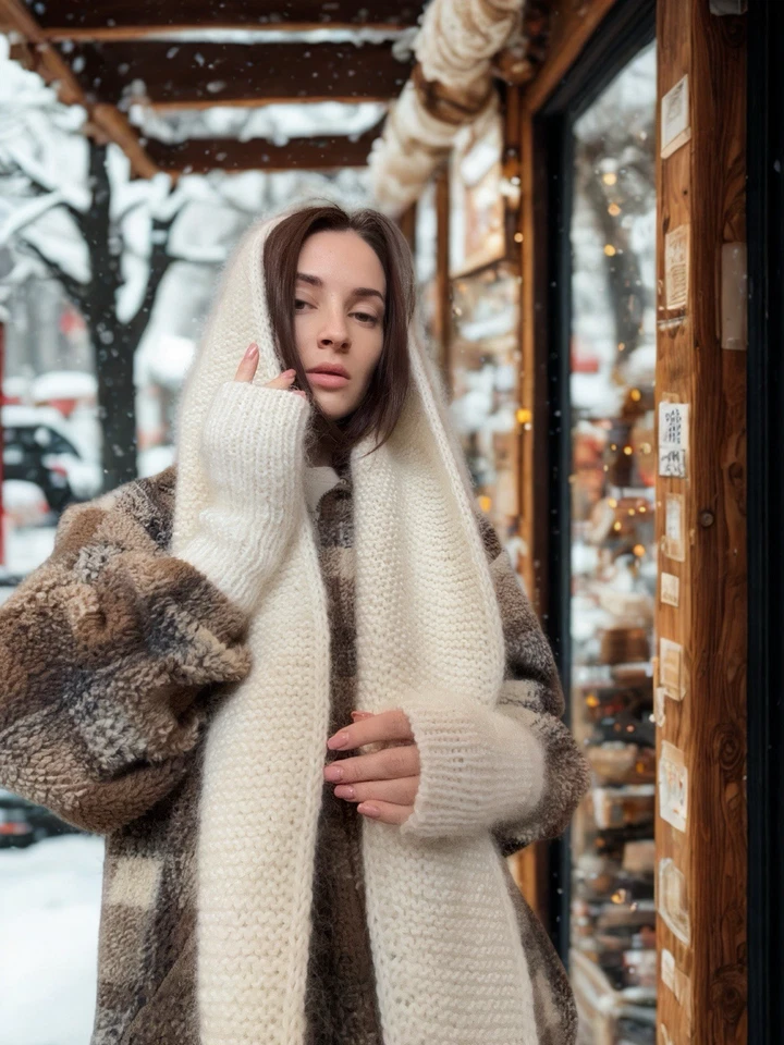 Premium Handmade Sophie Hood & Mittens – Wool, Mohair & Alpaca - Image 3 of 4