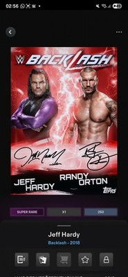 WWE Topps Digital Jeff Hardy vs Randy Orton Backlash 2018 Red and Blue