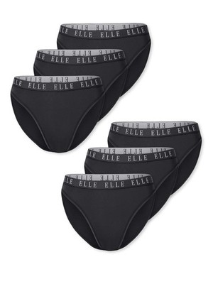 ELLE Damen Slip 6er Pack High Leg Logo unterwäsche Multipack Panty