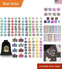 Stylish DND RPG Polyhedral Dice Set with Durable Large Carrying Bag - 175 Pieces