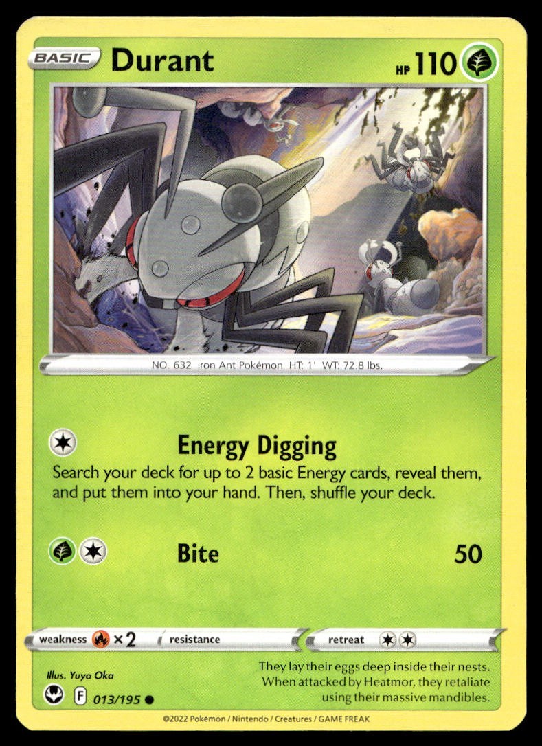 Durant 13/195 Pokemon Card Silver Tempest Common 110 HP Near Mint VN