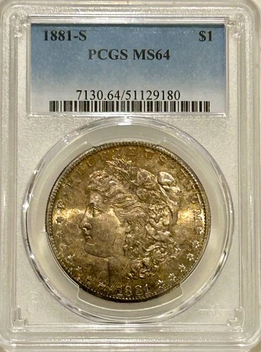 1881 S Morgan Silver Dollar PCGS MS64 Toned