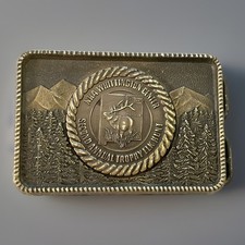 NRA Belt Buckle Whittington Center Second Annual Trophy Elk Hunt NM Brass 3  