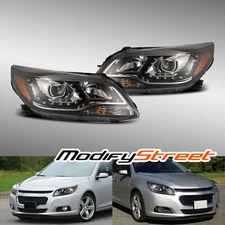 For 2013-2015 Chervolet Malibu LED Black Headlights Replacement Assembly Pair