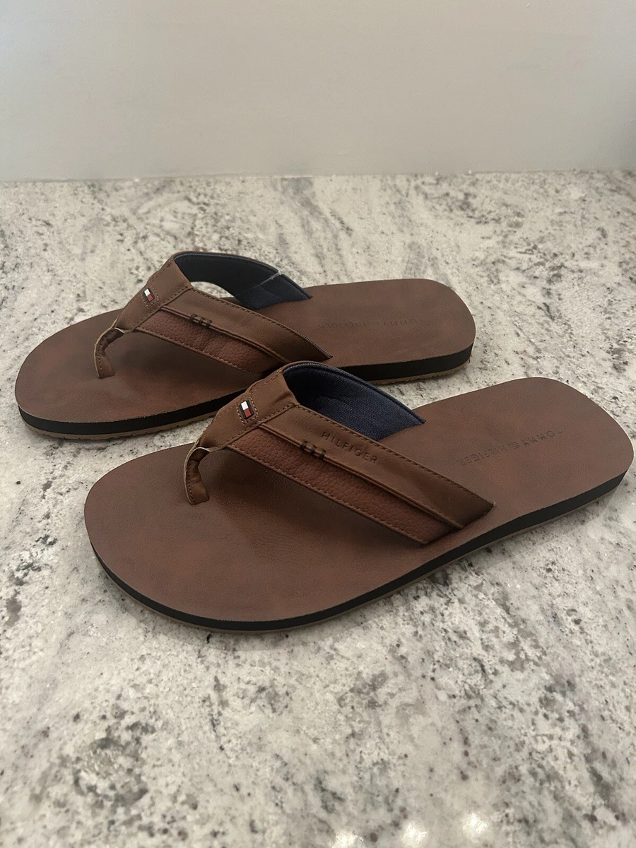 Sandales homme Tommy Hilfiger Davidson T marron tong en cuir marron Taille 10