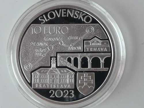 SLOWAKEI 2023 10 EURO SILBER MÜNZE COIN PP PROOF - EISENBAHN BRATISLAVA-TRNAVA - - Picture 2 of 8