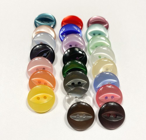 Crown Round Fish Eye Buttons 3 Size 11mm 14mm 16.5mm Knitting Sewing 2 Hole - Picture 2 of 31