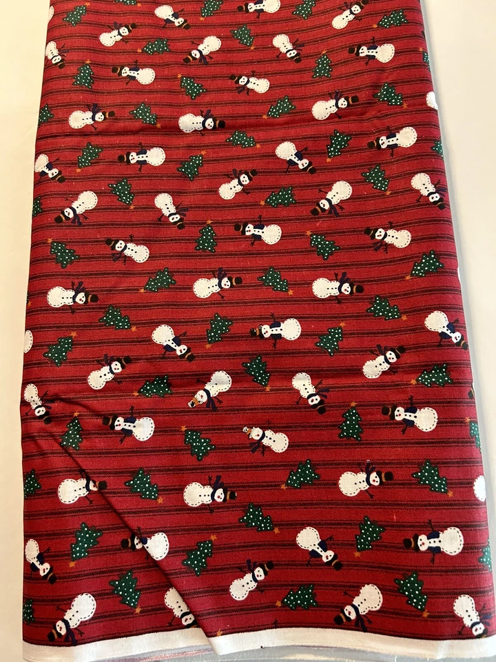 Christmas cotton fabric RED stripe blender snowman toss Cranston 2 Yards X 44” - Image 4 of 4