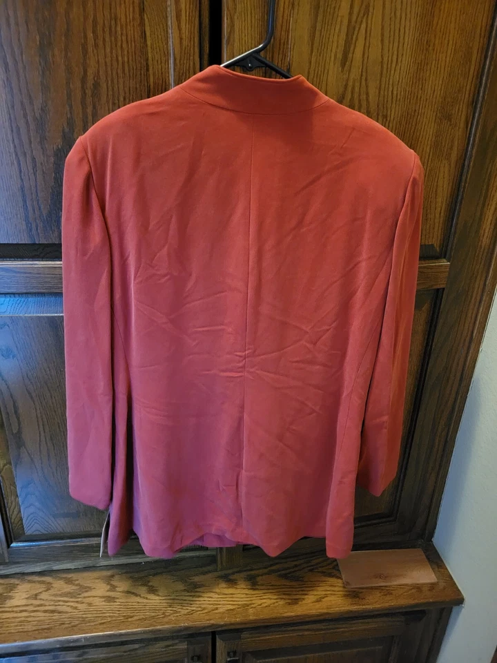 Blazer Dana Buchman para mujer 100 % seda, rojo, talla 18, originalmente 348 $ Foto 3 de 4