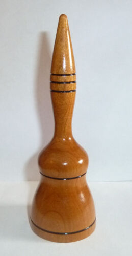 Wood Sock DARNER 1940s Bell Shaped Varnished PINE w. Handle