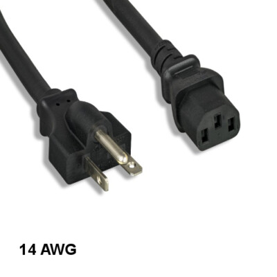 Kentek 3' ft 14 AWG Power Cord NEMA 6-20P to IEC-60320 C13 15A/250V SJT Black