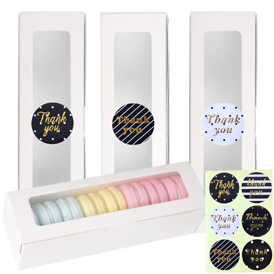 Macaron Boxes with Clear Window Small Bakery Packaging Container 28 Pack