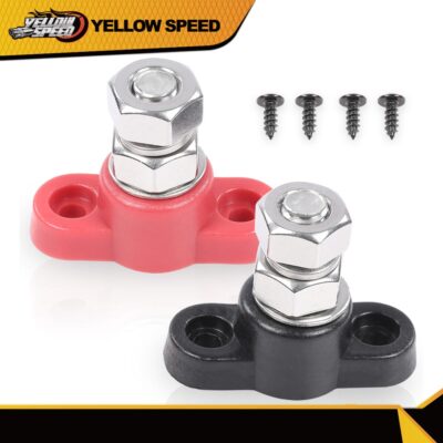 Red & Black Junction Block Power Post Set Insulated Terminal Stud 3/8''