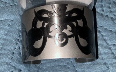 Tattooed Steel   Ornate   Stainless Tattoo Cuff Bracelet 1.5  X 5.5 