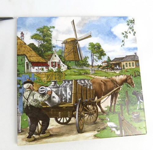 Dutch Tile Milkman Tile made in Holland Hand Decorated by Ter Steege Farmhouse - Picture 6 of 7