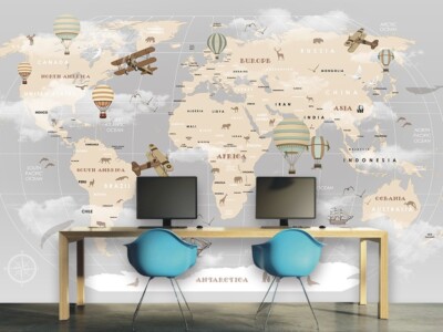 3D Balloon Map ZHUA20007 Wallpaper Wall Murals Removable Self-adhesive Ann 24