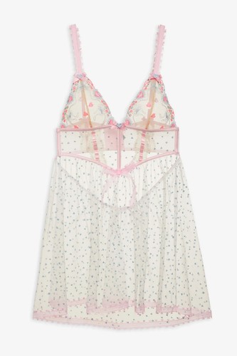 Victoria's Secret For Love and Lemons Gabriella Slipperkleid M rosa durchsichtig Blumenmuster - Bild 4 von 11