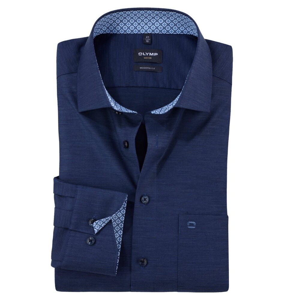Olymp Luxor Modern Fit Men's Business Shirt Blue 125364 18 Marine