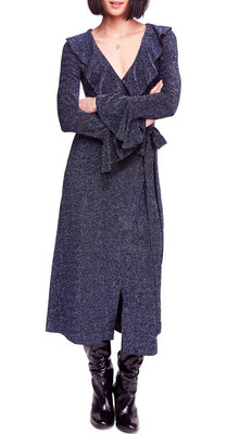 one more time lurex wrap dress