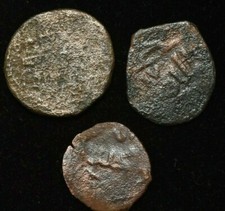 LOT OF X 3 UMAYYAD ISLAMIC ANCIENT COINS - VG CONDITION - 3 gr AE17mm