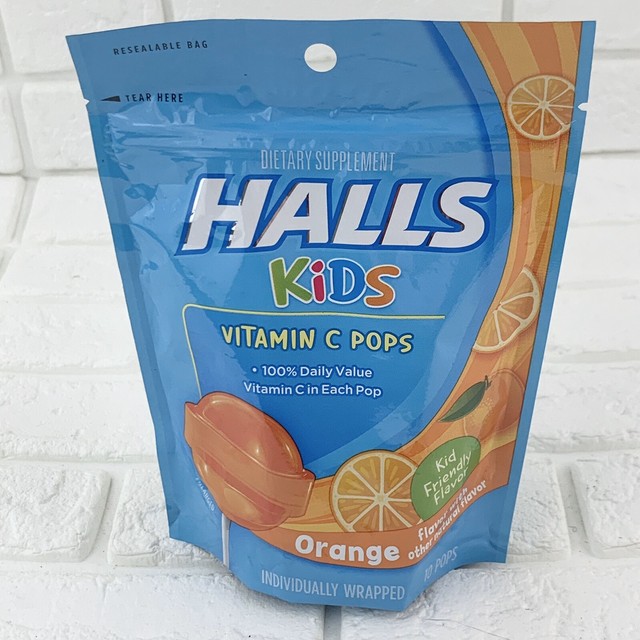HALLS Kids 60mg Vitamin C Pops Orange Lollipops Suckers for sale online