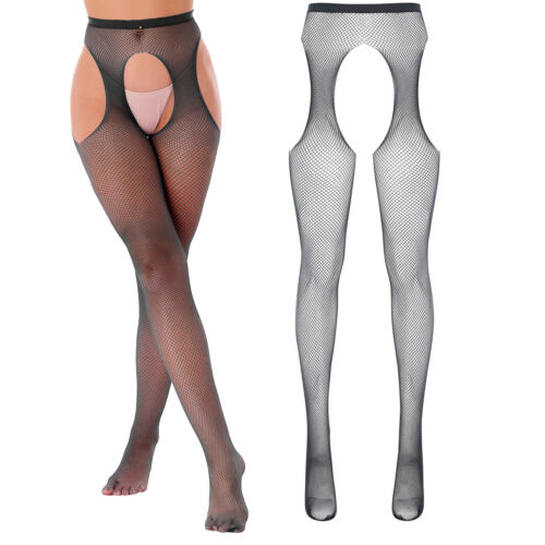 UK Women's Lingerie Semi Sheer Lace Mini Skirt with Garter Belt Footed Stockings - Picture 81 of 92