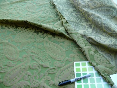 BY YARD SCALAMANDRE ANGELIQUE PAISLEY SILK DAMASK GREEN GOLD MSRP USD298/Y - Picture 8 of 11
