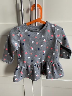 Papagino Baby Mädchen Sweatkleid Gr. 86 12-18 Monate Grau Punkte Peplum Langarm