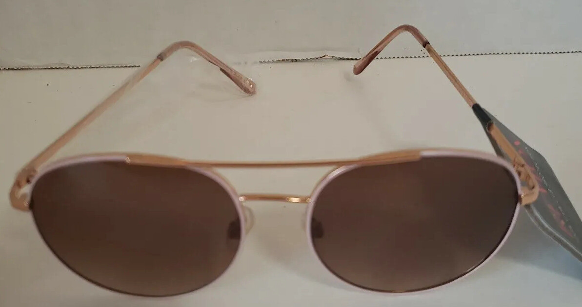 Stylish REVLON Aviator Sunglasses in Rose Gold with 100% UVA/UVB Protection and Brown Lenses-image