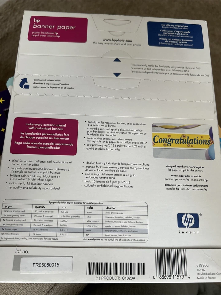 NEW HP Banner Paper Bond 5 banners of 20 sheets ideal for Birthday/School/Home - Image 2 of 2