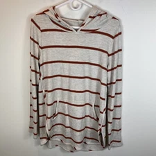 NWT Market & Spruce Milania Striped Curve Hem French Terry Hoodie Sz L