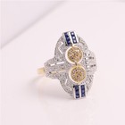 Art Deco Blue Sapphire Ring and Diamonds 18k Gold and Silver 925 — photo 2