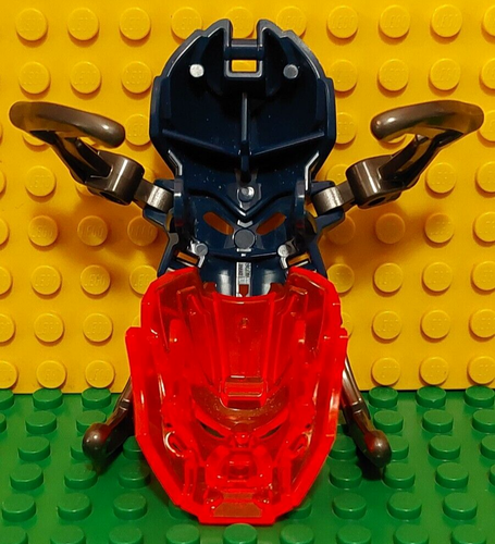 LEGO Bionicle Dark Blue Skull Spider & TRANS-NEON ORANGE Kanohi Mask of Fire! - Picture 5 of 10