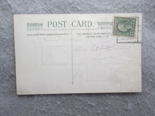 Antique Best Easter Wishes Postcard Cross, Chick, Country Church, 1923 - Picture 2 of 2