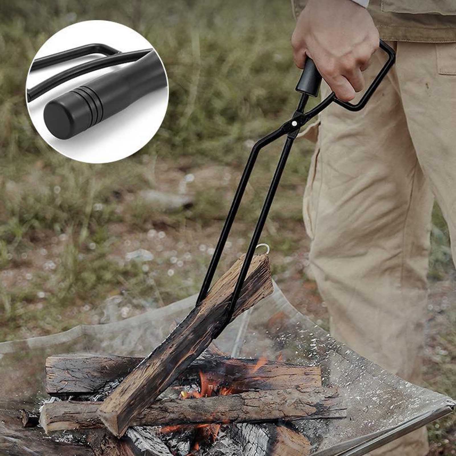 New Log Grabber Fireplace Tongs Wood Fired Oven Tool Grill Camping Fire