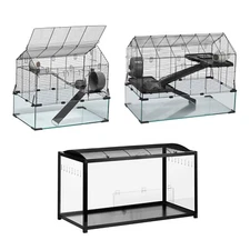 Hamster Cage Habitat 22.8"/29.5"/37.8" Pet Gerbil Mice Animal House Transparent