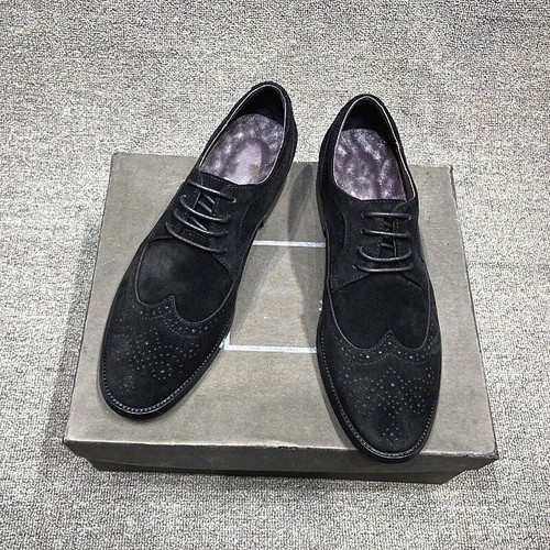 Herren Brogue Schnürschuhe formell elegant Flügelspitze echtes Wildleder Leder geschnitzt britisch - Bild 8 von 32